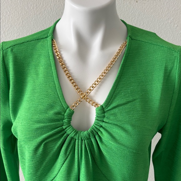 Michael Kors Green Top with Gold Accent - Picture 2 of 9